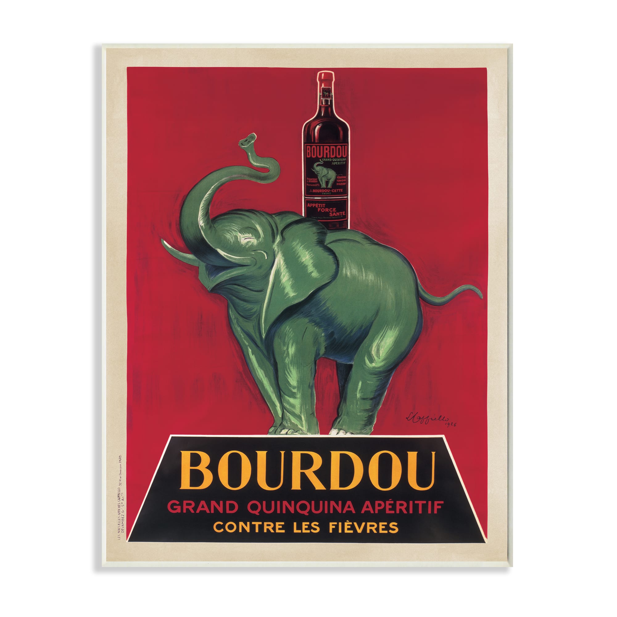 Stupell Industries Bourdou Vintage Elephant Advertisement Bar Illustration Wall Plaque